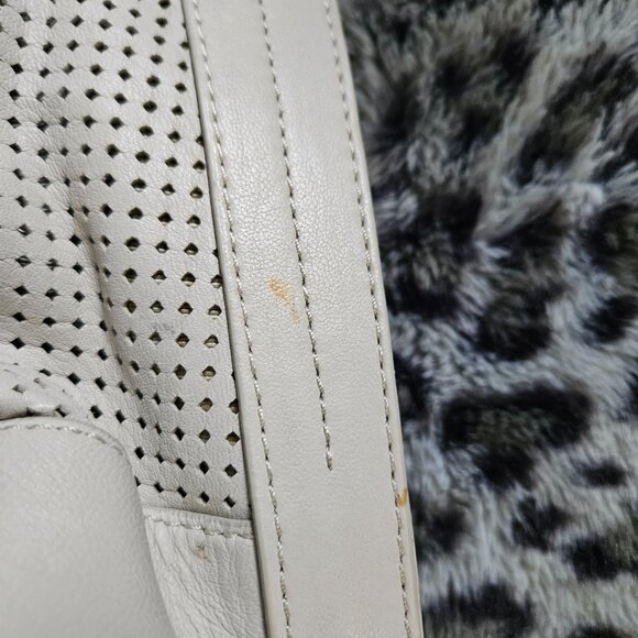 BCBGMaxAzria Cream Buttery Soft Perforated Leather Shoulder Bag, Gold Hardware - Picture 10 of 16